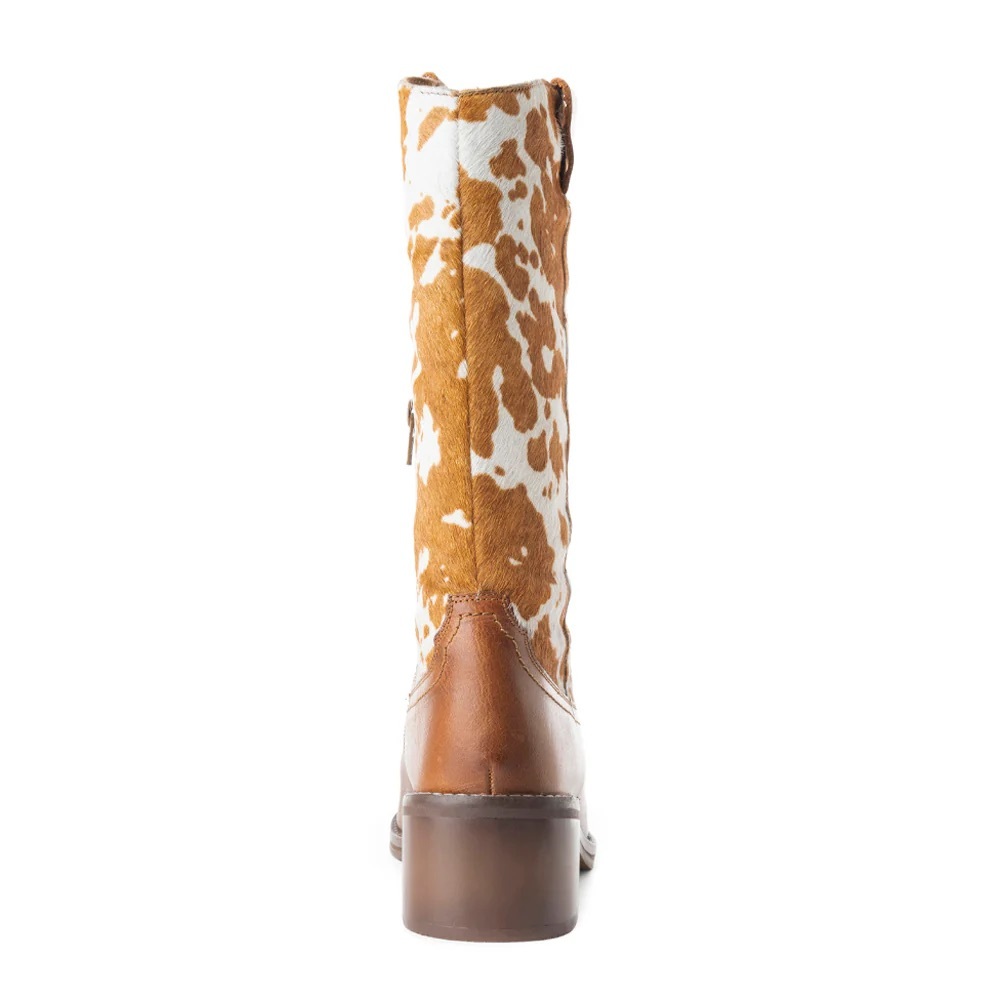 NEW MYRA HAIR ON LEATHER POINTY BEIGE COWBOY BOOTS cowhide/fur - Picture 5 of 7